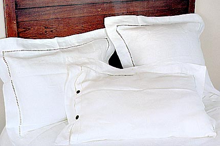 Linen Hemstitch Euro 26x26 Square Pillow Sham. Bone China Color